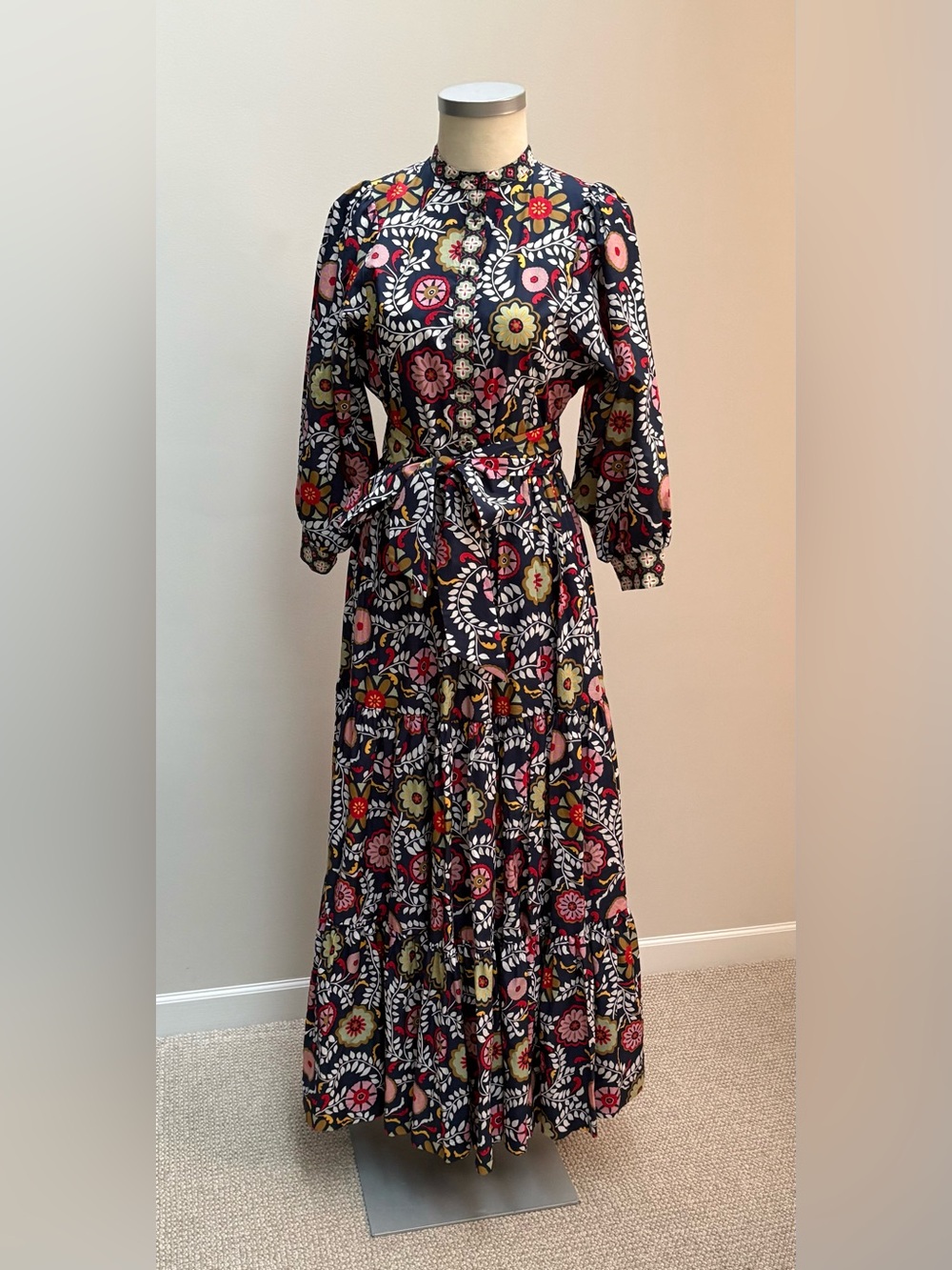 Boden Navy Maxi Dress with Pink and Yellow Floral Print - Picture 1 of 7